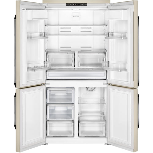 Smeg FQ960P6 Victoria American Fridge Freezer - Cream - 581L Total Capacity - E Energy Rated