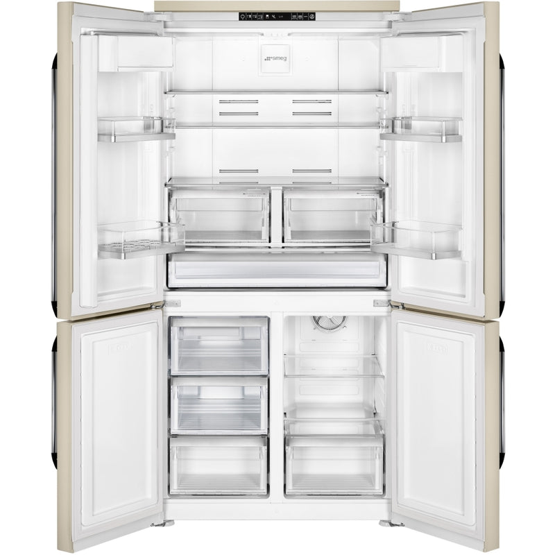 Smeg FQ960P6 Victoria American Fridge Freezer - Cream - 581L Total Capacity - E Energy Rated