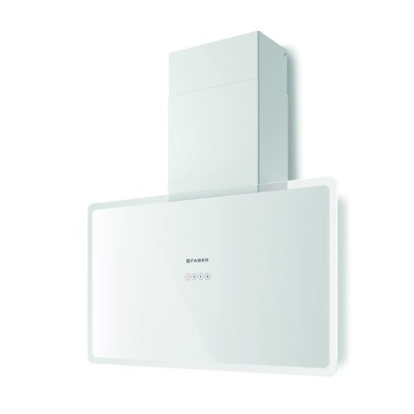 Faber Glam Fit 80 - White Glass Wall Mounted Extractor - 700m³/h - A Energy