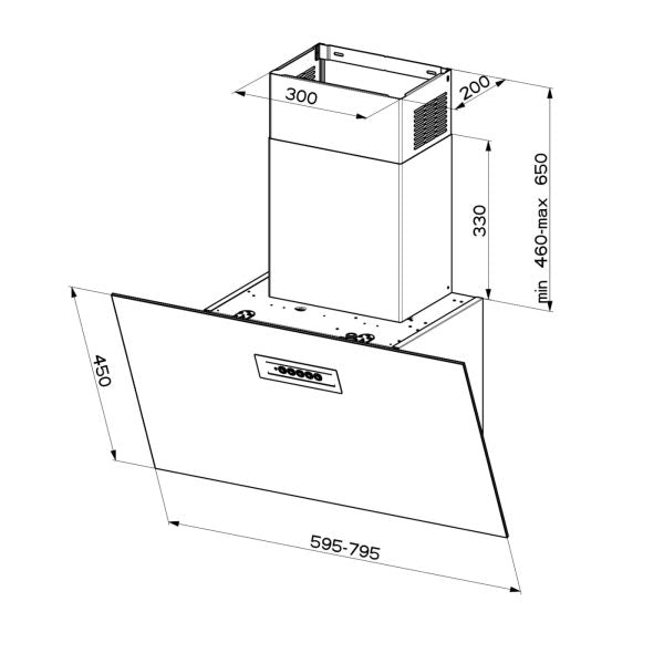 Faber NG GRES LG/X A60 - Light Grey/Stainless Steel 60cm Cooker Hood - 710m³/h - B Energy