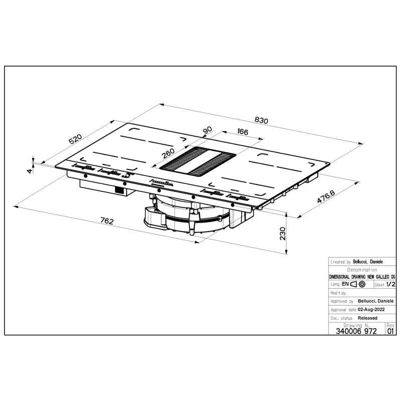 Faber GALILEO GLASS HE - Black 83cm Air Venting Induction Hob - A+ Energy