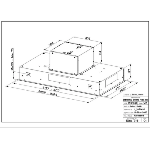 Faber Heaven 2.0 EV8+ KL X 90 - Stainless Steel Ceiling Integrated Extractor - 700 m³/h - Energy A
