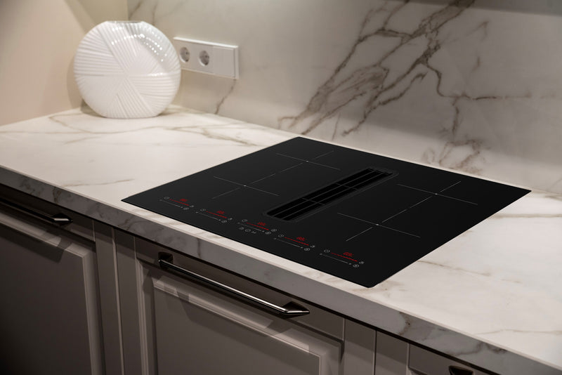 Montpellier MDAVIN80DF - Black Glass 80cm Venting Induction Hob - 4 Cooking Zones - A++ Energy Rating