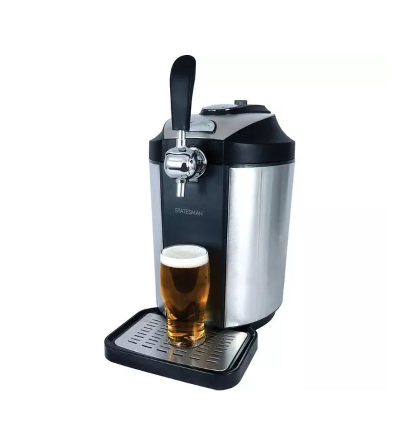 Statesman SKBD500SS - Stainless Steel Beer Dispenser for 5 Litre Kegs - Draught Pump with Integrated Cooler - 2-12°C Temperature Range
