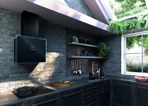 Faber Glam Fit 80 BK - Black Glass Extractor - 80cm Wall Mounted Hood - A Energy
