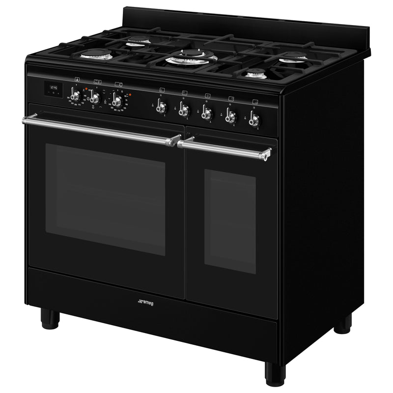 Smeg CX92GMBL - Black Range Cooker - Dual Fuel - A energy