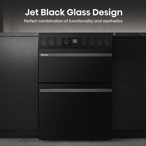 Hisense HDCEC6C20B - Black Electric Double Oven Cooker - Ceramic Hob - A Rated