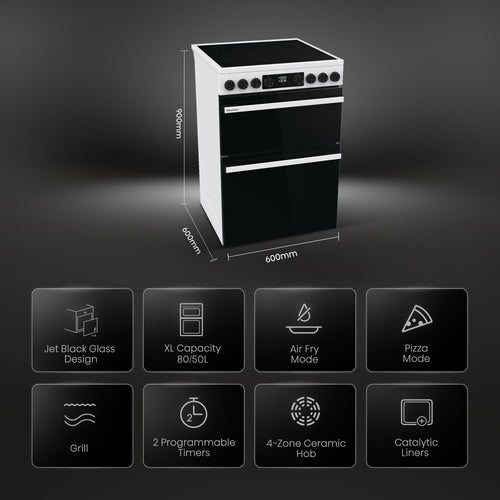 Hisense HDCEC6C20W - White Electric Cooker - Double Oven - A Rated