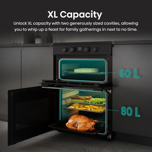 Hisense HDCEIT6C20B - Black Electric Double Oven Cooker - Induction Hob - A Rated
