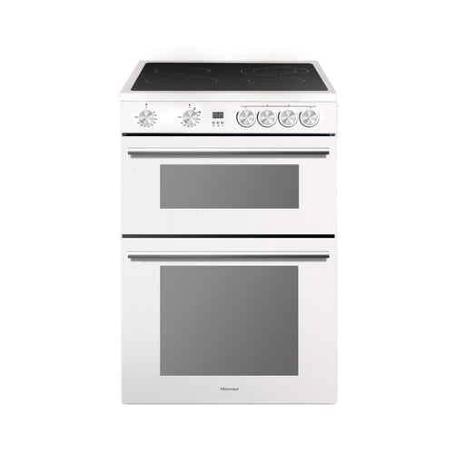 Hisense HDE3211BWUK - White Ceramic Electric Cooker - Double Oven - A+/A Energy