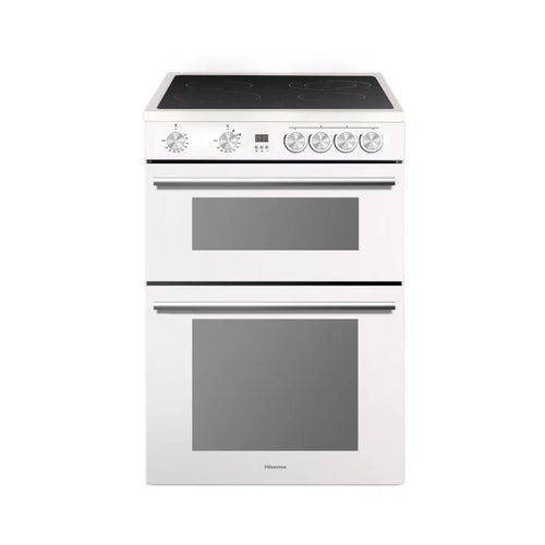 Hisense HDE3211BWUK - White Ceramic Electric Cooker - Double Oven - A+/A Energy