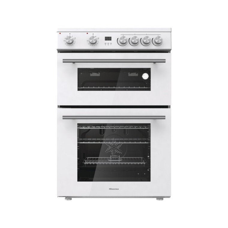Hisense HDE3211BWUK - White Ceramic Electric Cooker - Double Oven - A+/A Energy