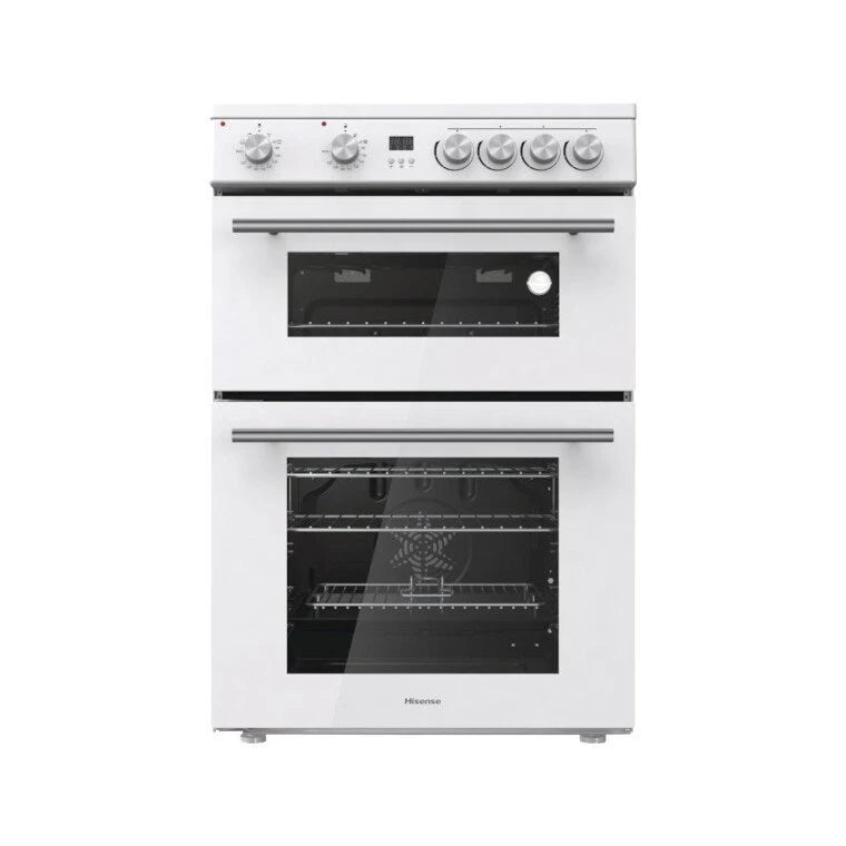 Hisense HDE3211BWUK - White Ceramic Electric Cooker - Double Oven - A+/A Energy