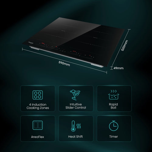 Hisense HI6442BSCE - Black Induction Hob - 4 Zones - 59cm