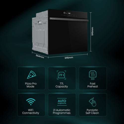 Hisense HO66FAPizzaChef - Black Built-In Single Oven - 77L - A+ Energy Rated