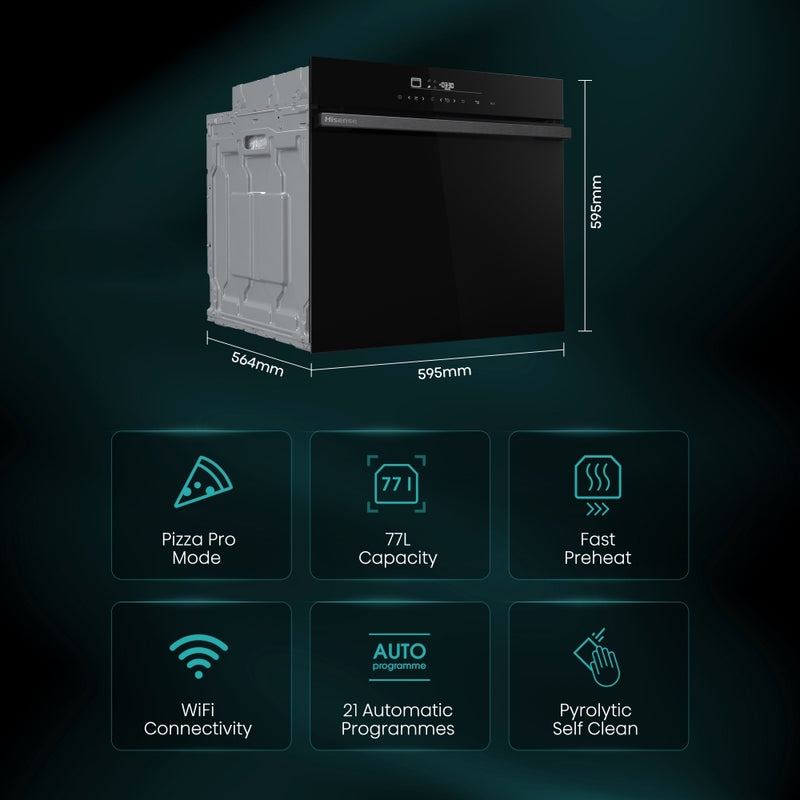 Hisense HO66FAPizzaChef - Black Built-In Single Oven - 77L - A+ Energy Rated