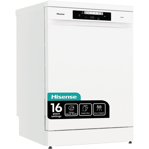 Hisense HS643D60WUK - White Dishwasher - 16 Place Settings - D Energy Rated