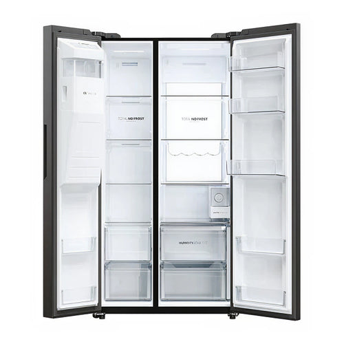 Haier HSW79F18DIPT - Slate Black Plumbed In American Fridge Freezer - 601L - D Energy Rating