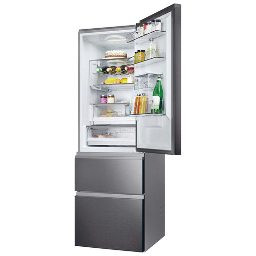 Haier HTW5618EWMP - Silver/Grey Fridge Freezer - 357 Litres - E Energy