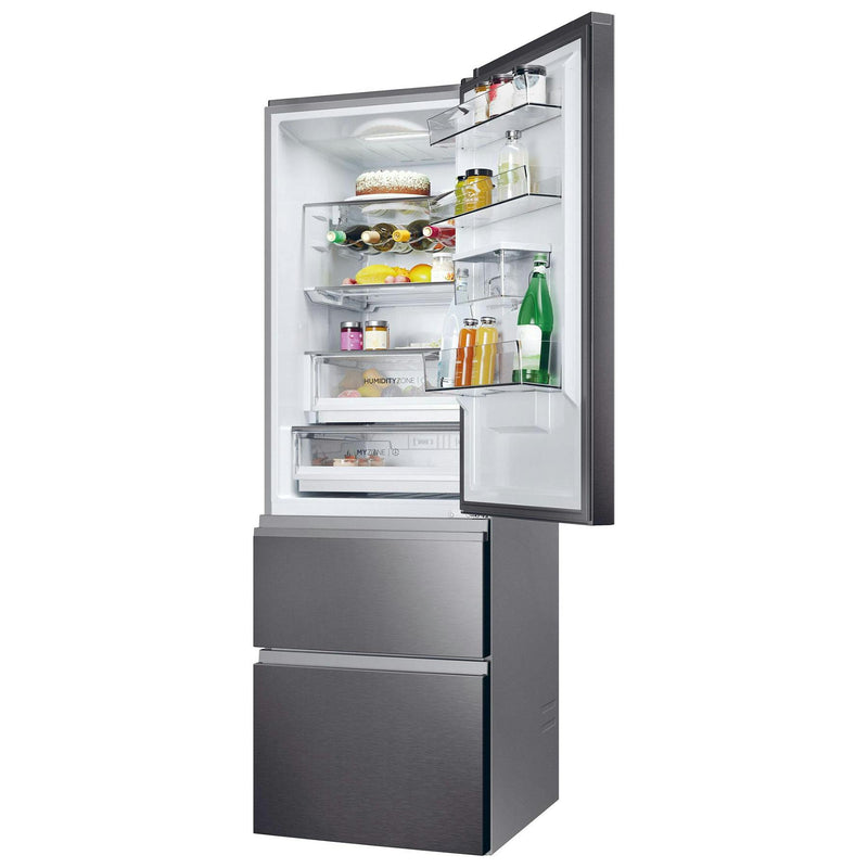 Haier HTW5618EWMP - Silver/Grey Fridge Freezer - 357 Litres - E Energy