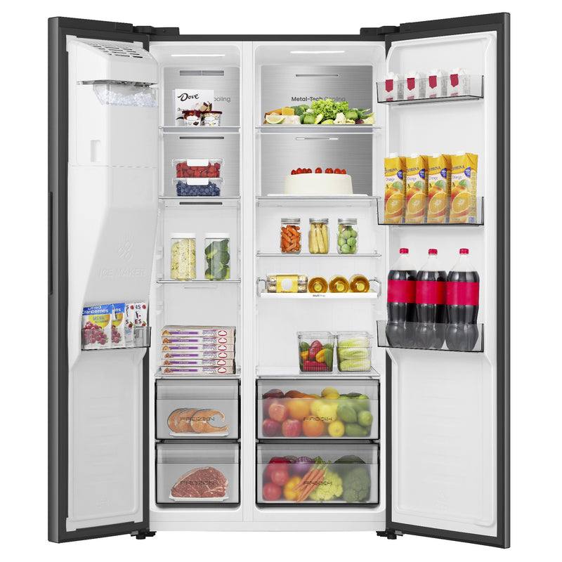 Hisense RS5P528SPFC - Black Steel American Fridge Freezer - 528 Litres - C Energy