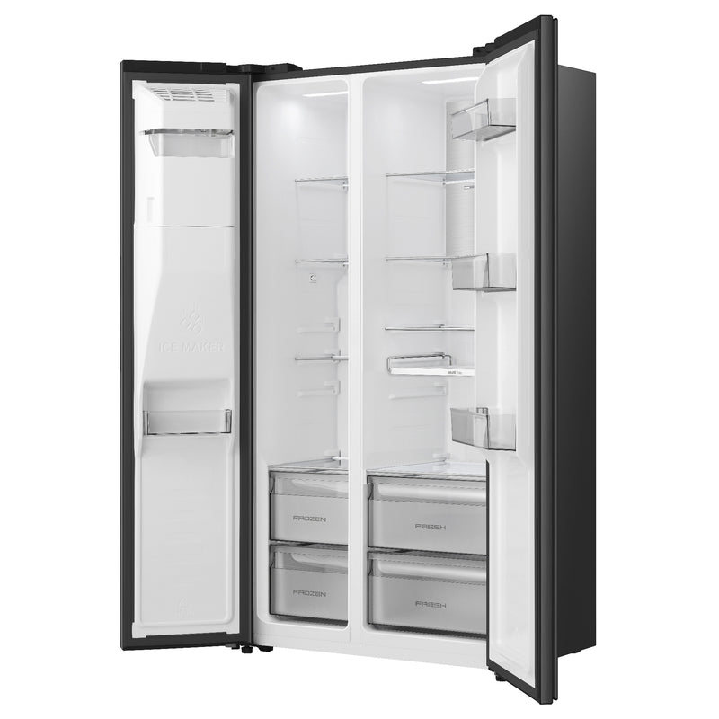Hisense RS5P528SPFC - Black Steel American Fridge Freezer - 528 Litres - C Energy