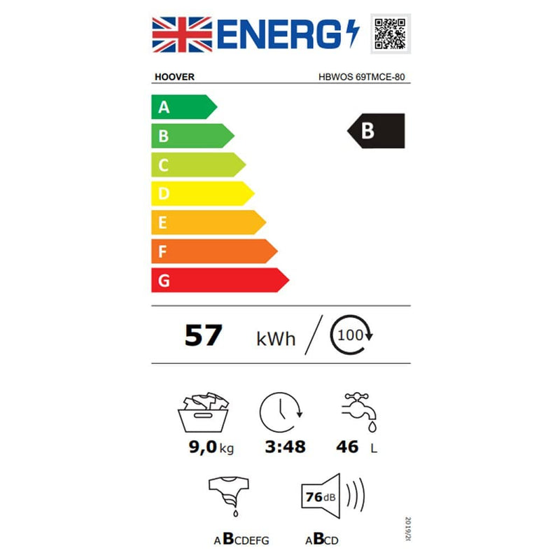 Hoover HBWOS 69TMCE-80 - White 9KG Fully Integrated Washing Machine - 1600 RPM - <UNKNOWN> energy