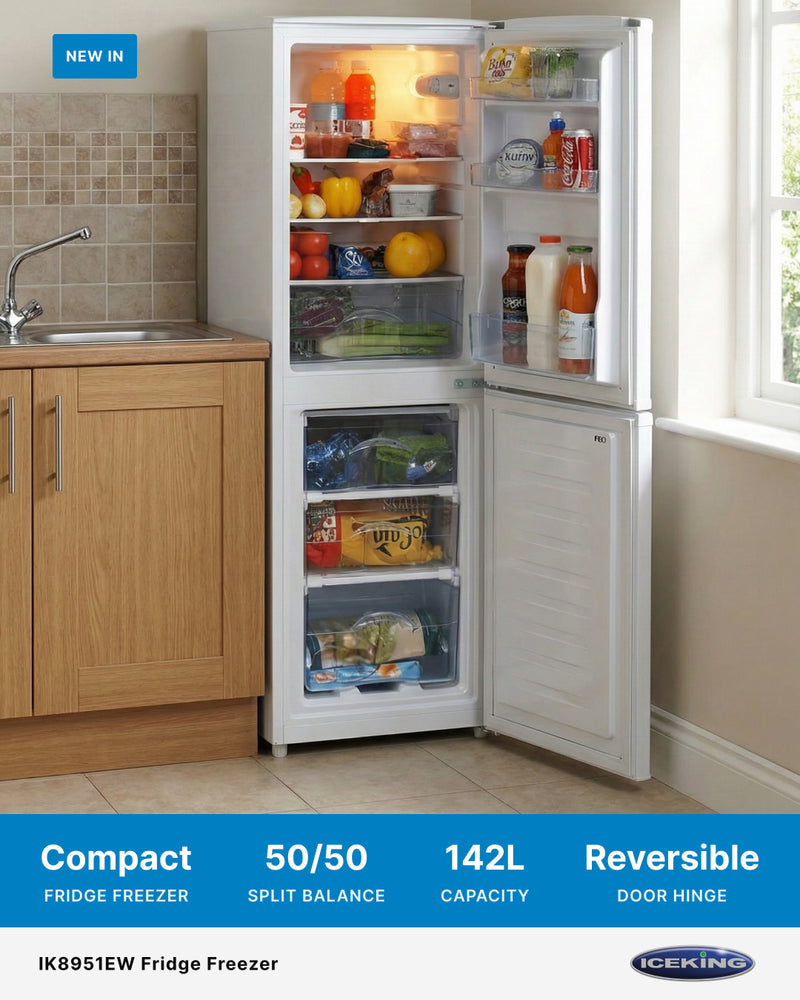 Iceking IK8951EW - White  50/50 Small Freestanding Fridge Freezer - 4* Freezer - E energy