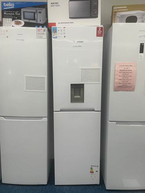 Montpellier MFF183EWWD - White 50/50 Frost Free Fridge Freezer with Water Dispenser - 173L - E energy - Display