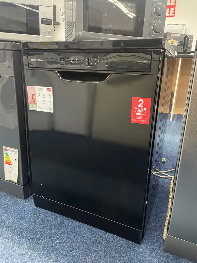 Montpellier MDWD1354K - Black 13 Place Setting Dishwasher - Freestanding - D Energy Rating - Display