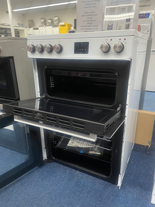 Teknix TKED64W Brand - White Ceramic Cooker - Double Oven, 60cm - A energy - Display