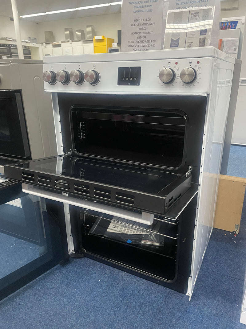 Teknix TKED64W Brand - White Ceramic Cooker - Double Oven, 60cm - A energy - Display