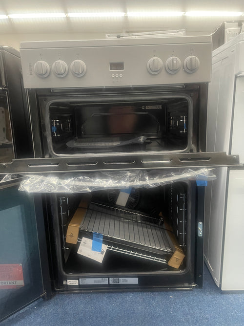 Indesit IDE6VDCS1 - Silver Electric Double Cooker - 60cm Ceramic Hob - A Energy - Display