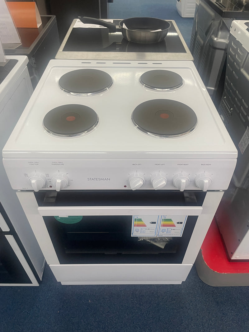 Statesman NAPIER60EW - White 4 Zone Electric Cooker - A energy - Display