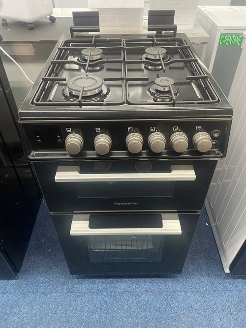 Montpellier MDOG50LK - Black 4 Zone Gas Cooker - Catalytic cleaning - A/A+ energy - Display