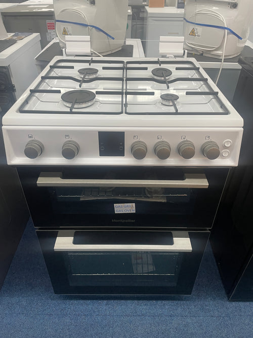 Montpellier MDOG60LW - White 4 Zone Gas Cooker - A/A+ energy - Display