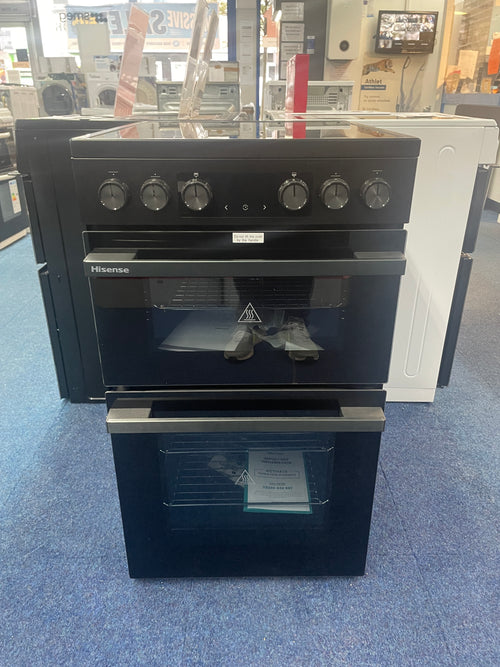 Hisense HDCEC5C10B - Black Electric Cooker - Double Oven Ceramic Hob - A Rated - Display