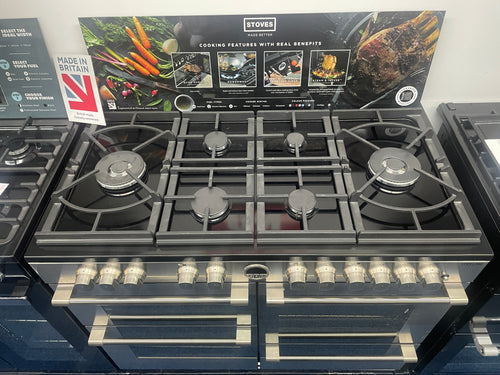 Stoves ST STER DX S1000DF GTG SS - 6 Zone Dual Fuel Cooker - A energy - Display