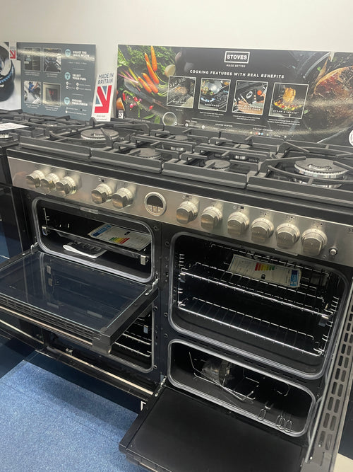 Stoves ST STER DX S1000DF GTG SS - 6 Zone Dual Fuel Cooker - A energy - Display