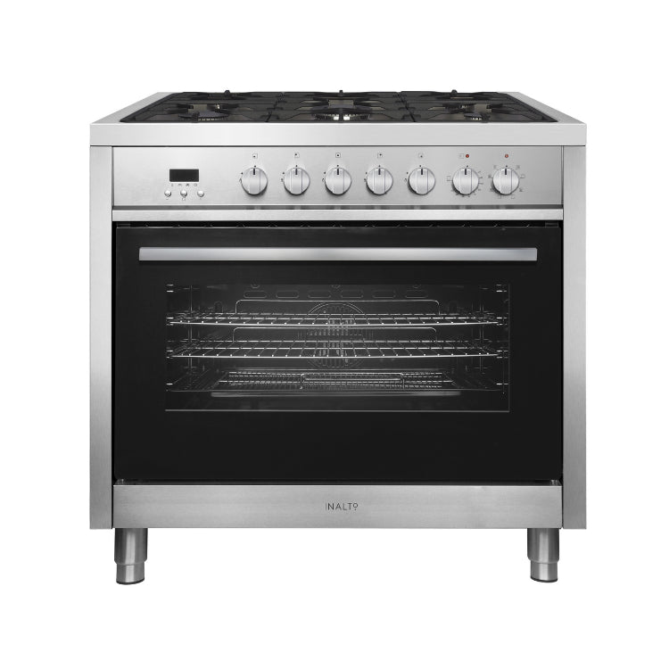 Inalto IR90DFSS - Black and Stainless Steel Range Cooker - 103L - Dual Fuel
