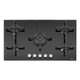 Caple C7591G - Black 86cm 5 Burner Gas on Glass Hob - 4kW Triple Ring Burner - Cast Iron Supports