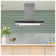 Caple PLASZI922 - Black Glass & Stainless Steel Island Cooker Hood - 90cm - B Energy