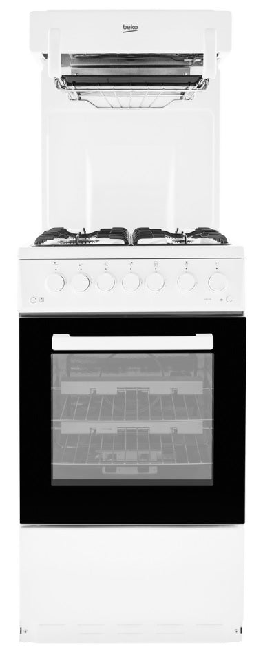 Beko KA52NEW - White 4 Zone Gas Cooker - Manual cleaning - A energy - Display