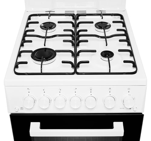 Beko KA52NEW - White 4 Zone Gas Cooker - Manual cleaning - A energy - Display