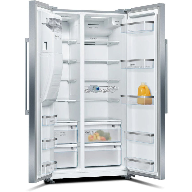 BOSCH Series 6 KAD93AIERG - Brushed Steel American Fridge Freezer - 533L Capacity - E Energy Rating
