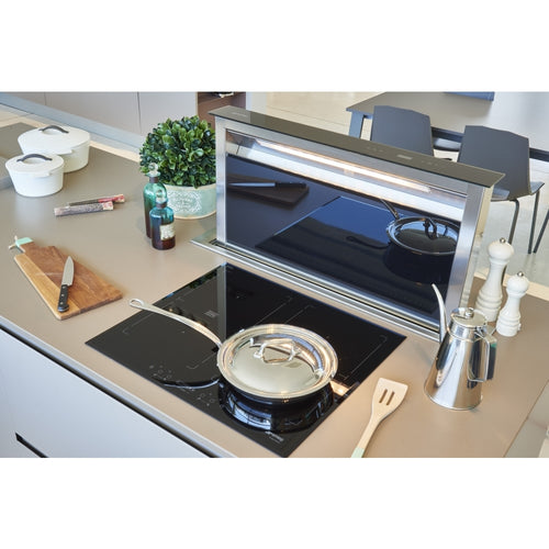 Smeg KDD60VXE-2 - Stainless Steel and Black Glass Downdraft Extractor - 570m³/h - B Energy Rated
