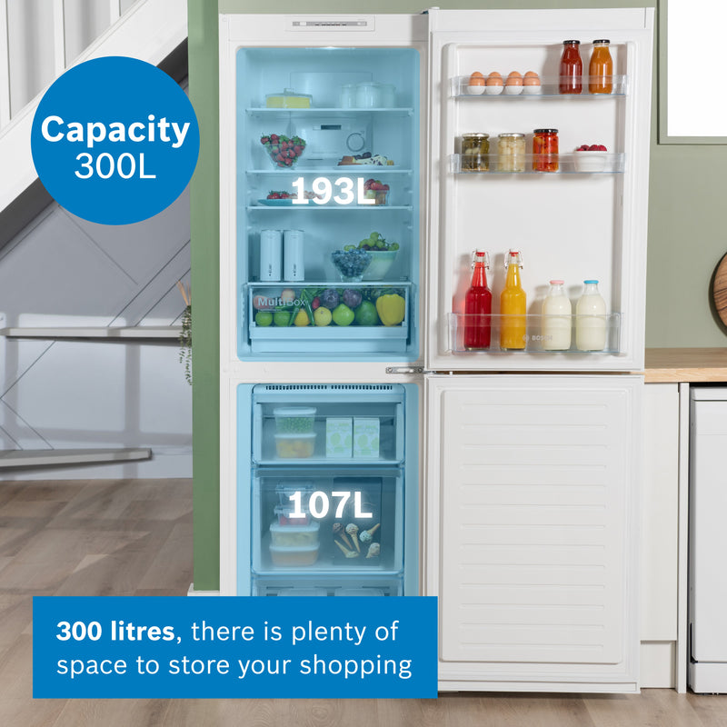 Bosch Series 2 KGN34NWEAG - White Freestanding 50/50 Frost Free Fridge Freezer - E energy - Display