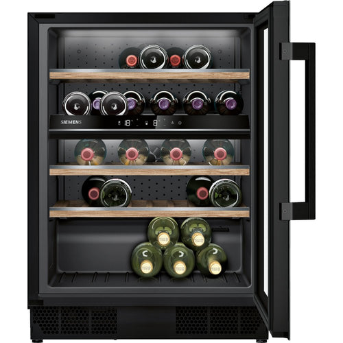 Siemens KU21WAHG0G iQ500 - Black Integrated Wine Cooler - 44 Bottles - G Energy