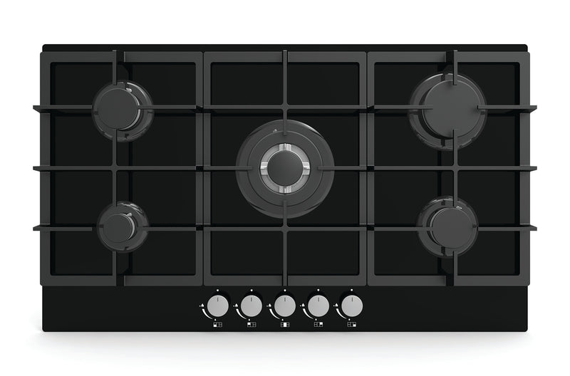 Lifestyle LSGOG90BK 90cm Gas on glass hob - cast iron supports