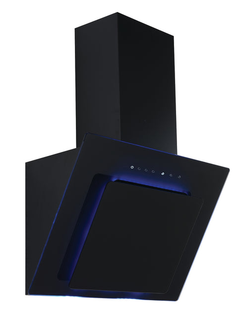 Lifestyle LSHDANBL60B 60cm Blue LED Angled Chimney Hood - Black